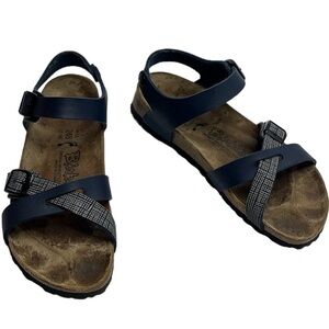 Birki's by Birkenstock 245 Blue Leather Buckle Strap Sandals Size 38 / 5 BLEMISH